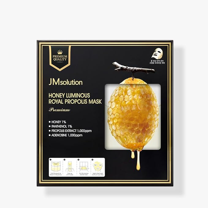 JMSOLUTION HONEY LUMINOUS ROYAL PROPOLIS MASK PREMIUM 10pcs - Banana is white